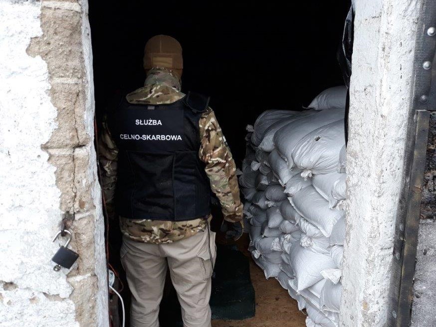 Funkcjonariusz celno-skarbowy podczas czynności kontrolnych